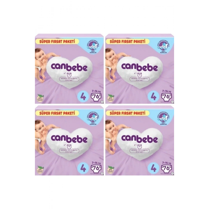 Bebek Bezi Süper Fırsat Paketi 7-14kg 4no 76 Adet X 4 Paket