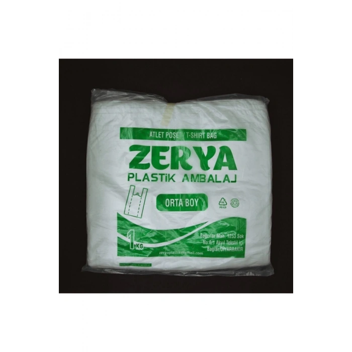 Beyaz Baskısız Atlet Poşet Orta Boy Poşet 1 Kilo gram