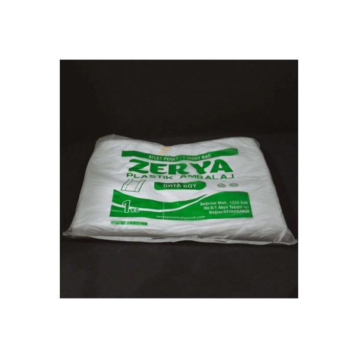 Beyaz Baskısız Atlet Poşet Orta Boy Poşet 1 Kilo gram
