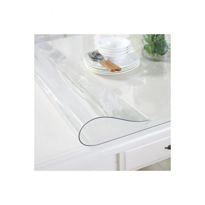 Cam Görünümlü Şeffaf 1,5 mm Kalın Pvc Masa Örtüsü 80x120 cm