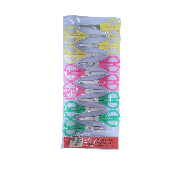 Cetvelli Çocuk Makası 12li Set – Renkli, Güvenli, Okul ve Etkinlik İçin Uygun Karışık Renk Güvenli Makas