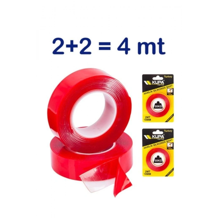 Çift Taraflı Akrilik Silikonize Bant 2 Adet 18 Mm X 2 Metre