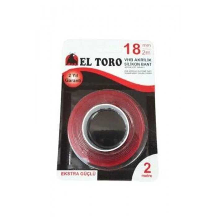 El Toro Vhb Akrilik Silikon Bant Şeffaf Çift Taraflı 18 Mm X 2 M