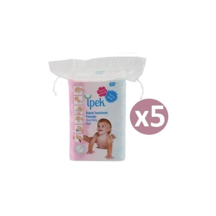 I?pek Maxi Pamuk Bebek Temizleme Pamuğu 60lı * 5li Paket