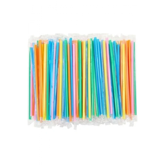 Jelatin Sargılı Renkli Pipet Körüklü Pipet 100 Lü