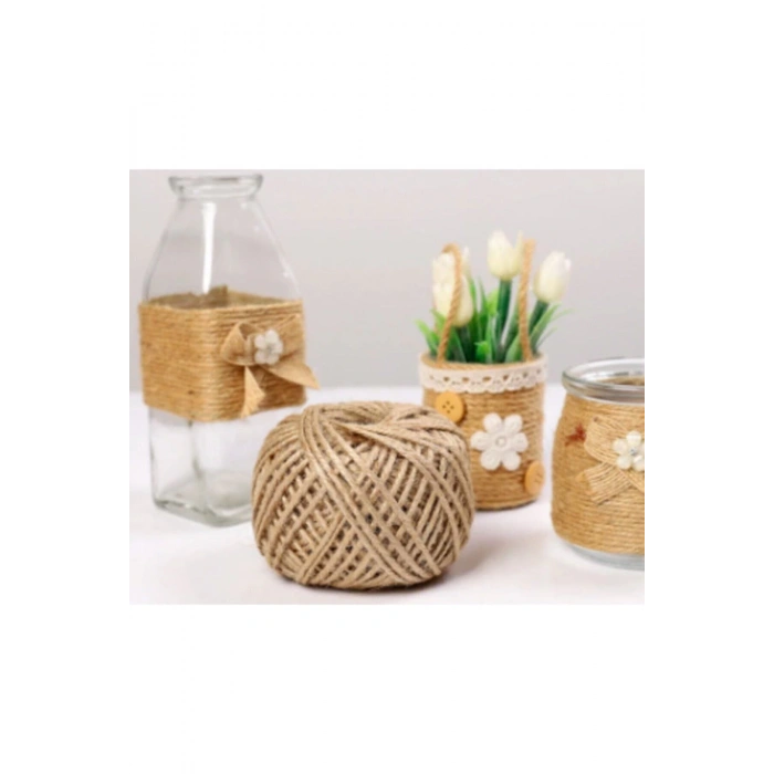 Jüt Kendir Ip Hediye Paketleme Ve Süsleme Ipi 100 Gram 1 Adet Urgan Kahverengi Hasır Ip