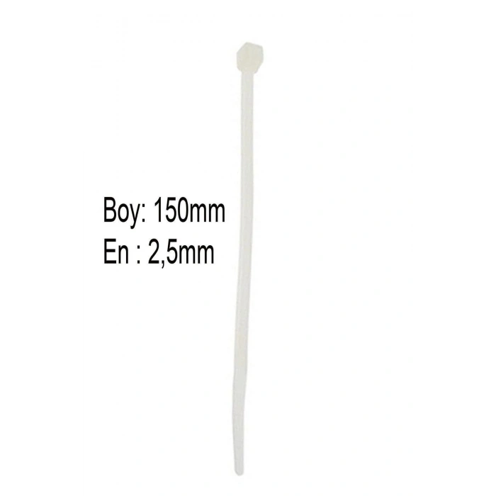 Kablo Bağı Plastik 2,5x150 mm Beyaz 100 Adet