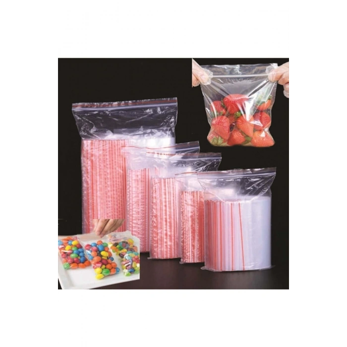 Kilitli Poşet 8x10 100 Adet Kilitli Şeffaf Naylon Torba Ambalaj Kına Ve Çerez Poşeti