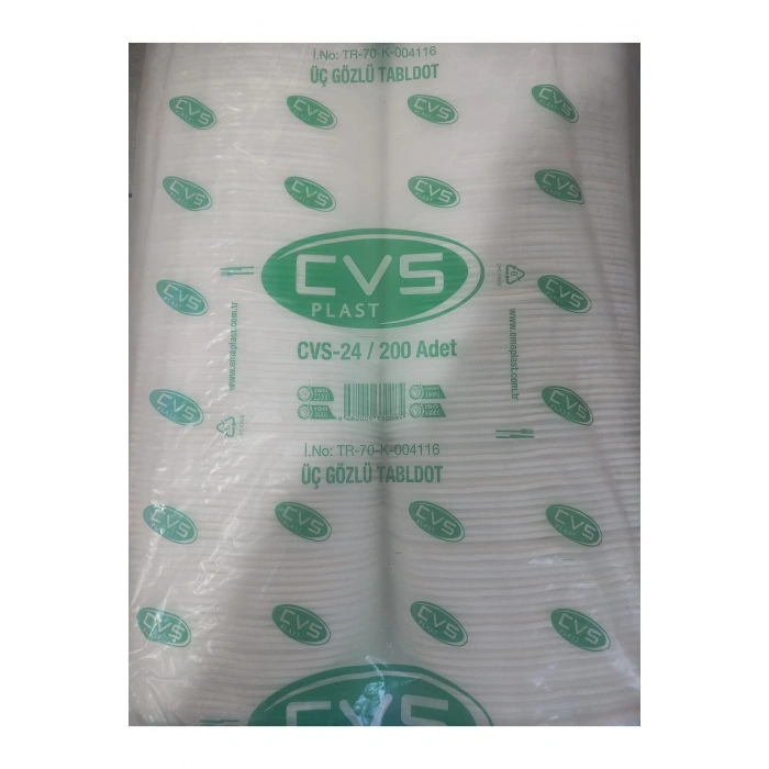Köpük Tabak Üç Gözlü Kapaksız 200 Adet Beyaz
