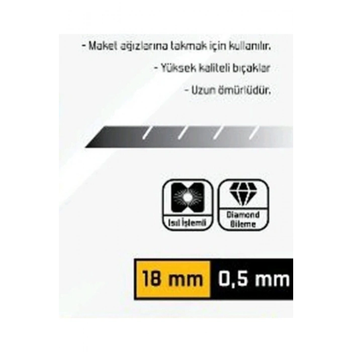 Kupa Kalite Maket Bıçağı Falçata Ağzı 18 X 5 mm 10 Adet