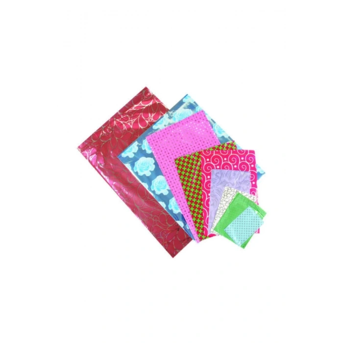 Metalize Hediye Paketi Bantlı 35x45cm 100 Adet Karışık