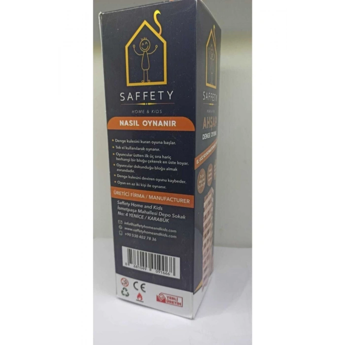 Palmiye 54 Parça Jenga Denge Oyunu % 100 Doğal Ahşap