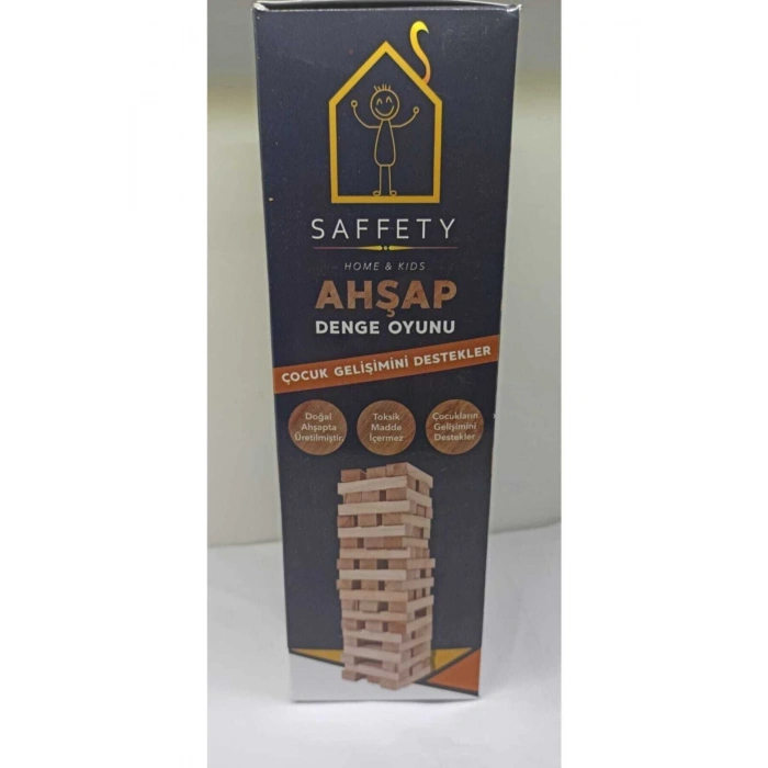 Palmiye 54 Parça Jenga Denge Oyunu % 100 Doğal Ahşap