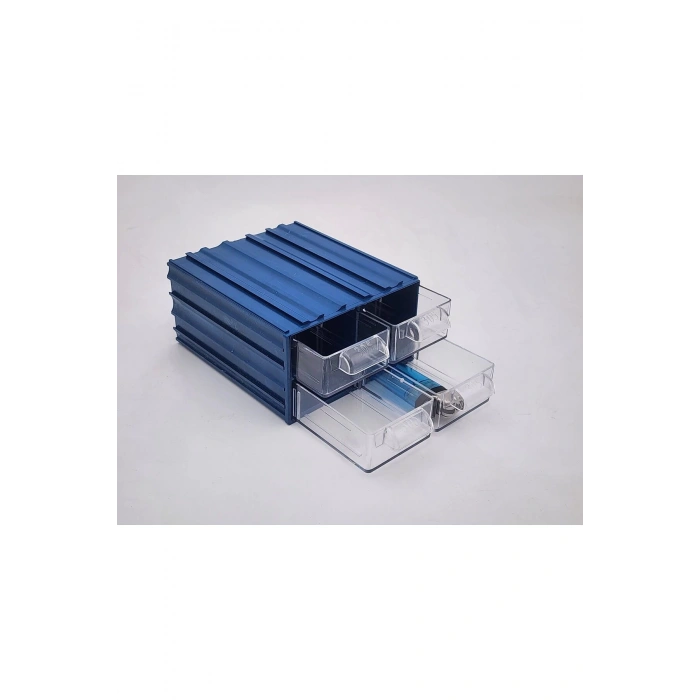 Plastik 4 Şeffaf Çekmeceli Kutu Küçük Organizer Çekmece