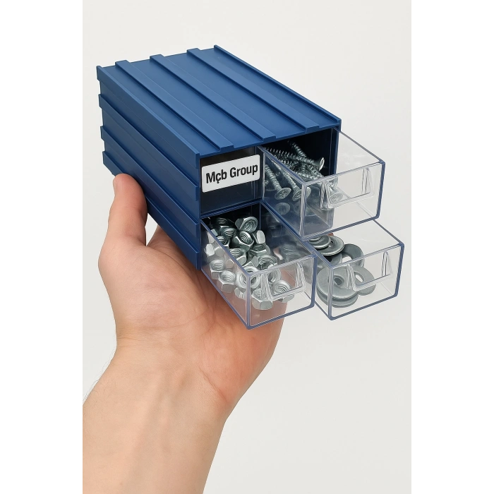 Plastik 4 Şeffaf Çekmeceli Kutu Küçük Organizer Çekmece