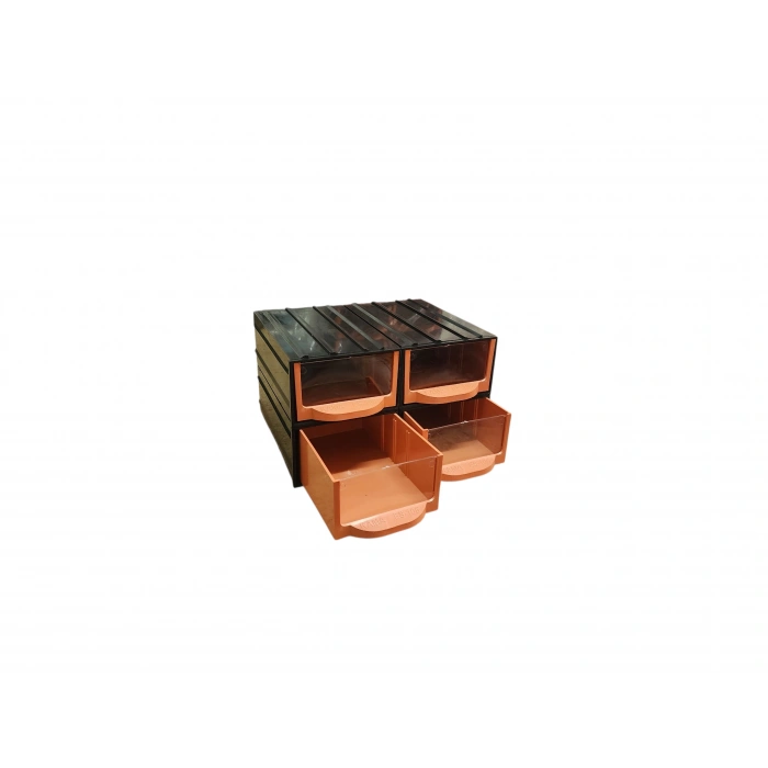 Plastik 4 Şeffaf Çekmeceli Kutu Küçük Organizer Çekmece Avadanlık