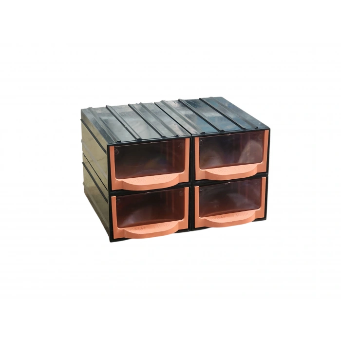 Plastik 4 Şeffaf Çekmeceli Kutu Küçük Organizer Çekmece Avadanlık