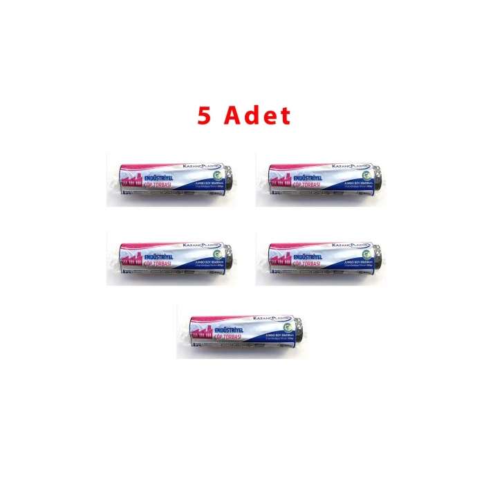 Plastik Endüstriyel Jumbo Çöp Torbası Poşeti - 500 Gr. - 80 X 110 Cm. / 10 Adetlik 5 Rulo