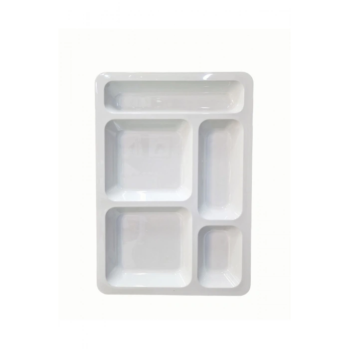 Polikarbon 5 Gözlü Self Servis Tabldot Tabağı 12 Adet Polikarbon Tabldot Tabak 12 Adet