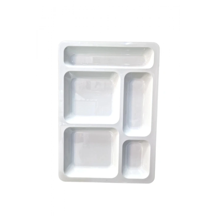 Polikarbon 5 Gözlü Self Servis Tabldot Tabağı 6 Adet Polikarbon Tabldot Tabak 6 Adet