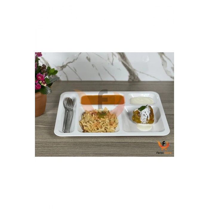 Polikarbon Kırılmaz Tabldot 5 Bölmeli Yemekhane Servis Tabağı 30ADET