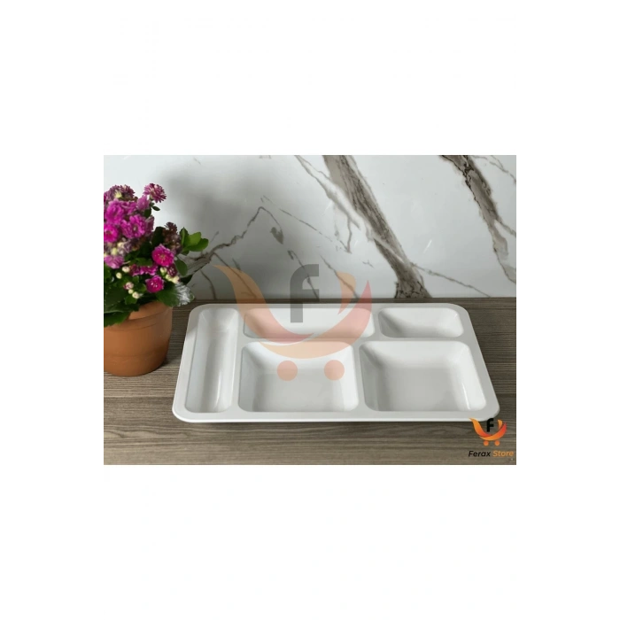 Polikarbon Kırılmaz Tabldot 5 Bölmeli Yemekhane Servis Tabağı 30ADET