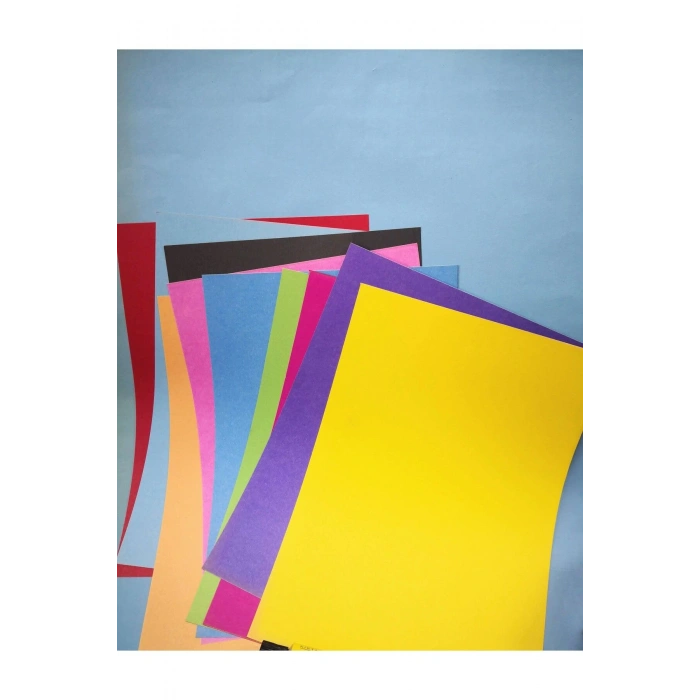 Renkli Fon Kartonu 10 Renk Karışık 24x34, Okul Makası, Su Bazlı Yapıştırıcı