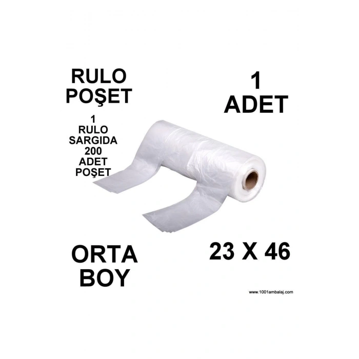Rulo Poşet Orta Boy 23x46 Cm 1 Rulo Sargıda 200 Adet Poşet