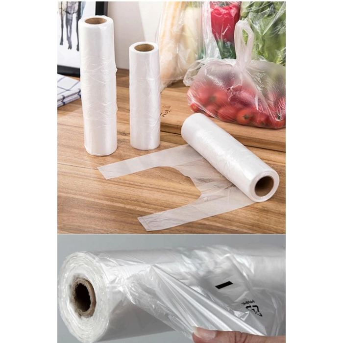 Şeffaf Market Rulo Torba Poşet - Hışır Atlet Poşet - Büyük Boy - 200 Adetlik 10 Rulo