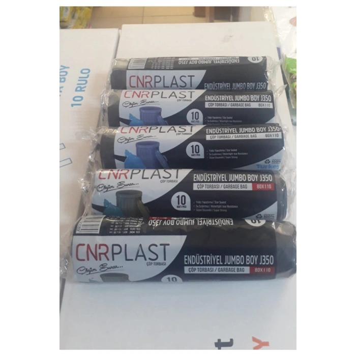 Siyah Rulo Çöp Poşeti Kalın Dayanıklı 80x110 5 Rulo 50 Adet J 350