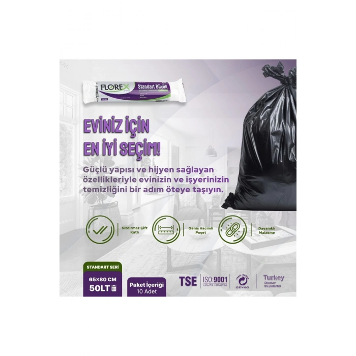 Standart Büyük Boy Siyah Çöp Poşeti X 5 Rulo