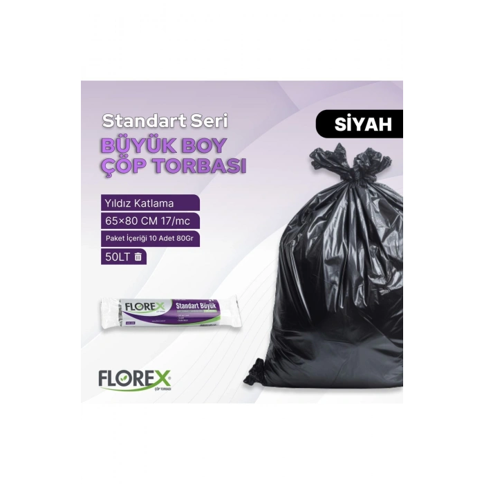 Standart Büyük Boy Siyah Çöp Poşeti X 5 Rulo
