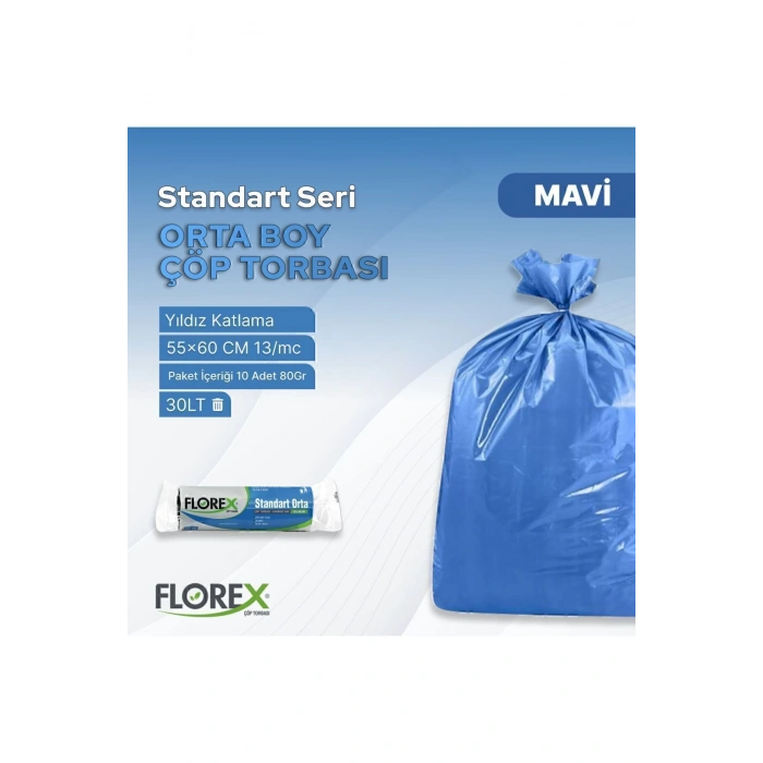 Standart Orta Boy Mavi Çöp Poşeti X 5 Rulo
