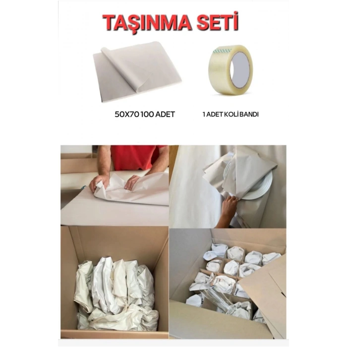Tabak Bardak Eşya Paketleme Kağıdı 40x60 Cm 100 Adet + Koli Bandı (taşınma Ambalaj Kağıt Seti )