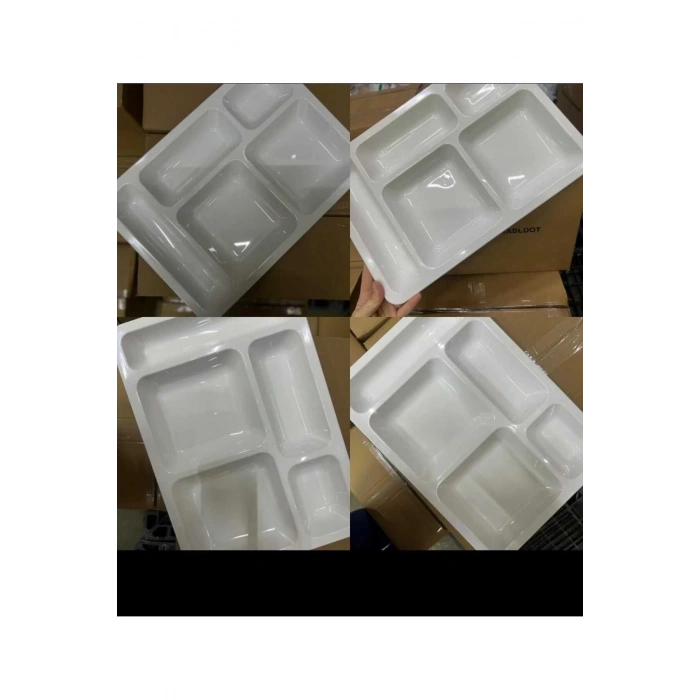 Tedarik Beş Bölmeli %100 Polikarbon Tabldot Tabağı Beyaz 25 Adet