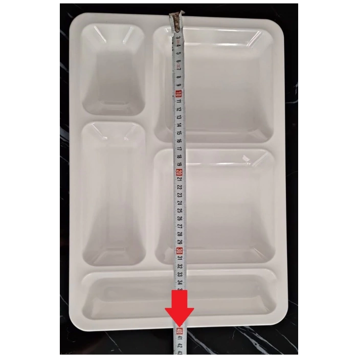 Tedarik Beş Bölmeli %100 Polikarbon Tabldot Tabağı Beyaz 25 Adet