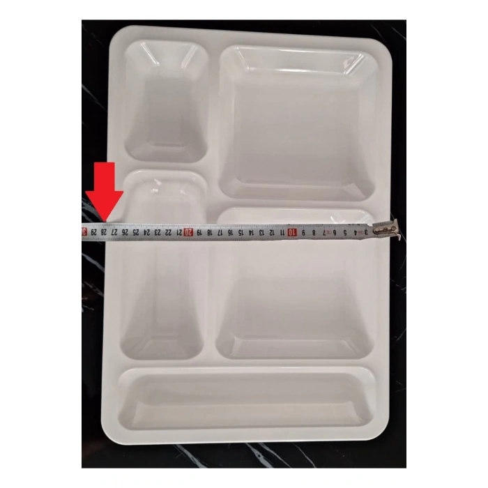 Tedarik Beş Bölmeli %100 Polikarbon Tabldot Tabağı Beyaz 5 Adet