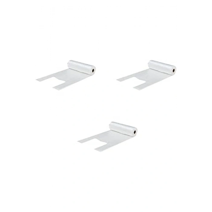 Tek Kullanımlık Market Atlet Torba Poşet - Orta Boy - Şeffaf - 200 Adetlik 3 Rulo / 600 Torba