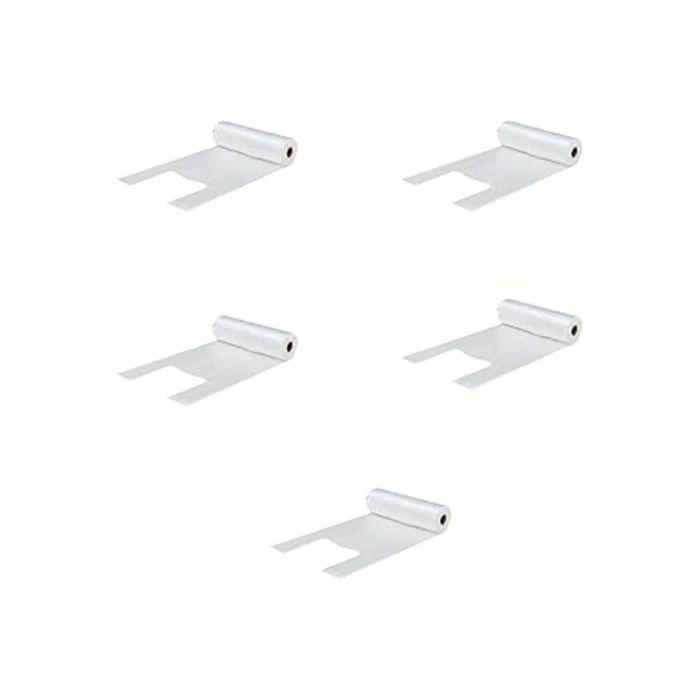 Tek Kullanımlık Market Atlet Torba Poşet - Orta Boy - Şeffaf - 200 Adetlik 5 Rulo / 1000 Torba