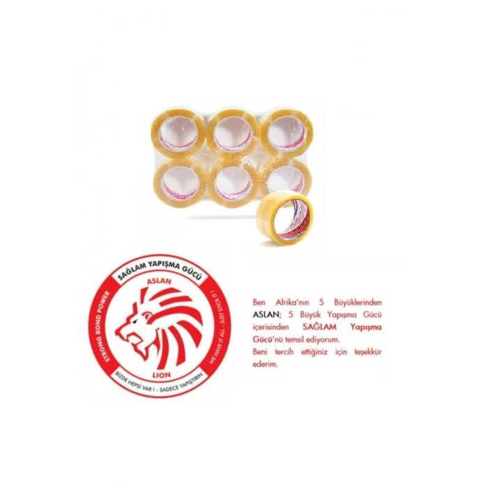 Vege Aslan Şeffaf 45x100Metre 48 Adet  Hotmelt Bant