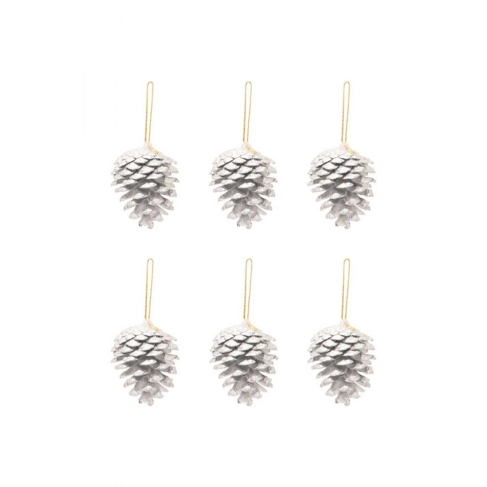 Yılbaşı Hediyeleri Yılbaşı Çam Ağacı Süsü Beyaz 3-6 Cm 6lı