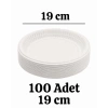 19 cm Plastik Tabak 100 Adet Beyaz Tek Kullanımlık Parti Piknik Doğum Günü