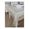 Şeffaf Kaplamalı Petek Desenli Pvc Muşamba Masa Örtüsü Krem