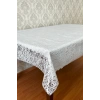PVC Şeffaf Kaplamalı İp Desenli Masa Örtüsü – Beyaz Renk