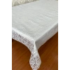 PVC Şeffaf Kaplamalı İp Desenli Masa Örtüsü – Beyaz Renk