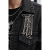 Zincirli Çengelli İğne Broş Punk Tarz Metal Zincirli Ceket Yaka Aksesuarı