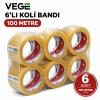Vege Fil - Vege Aslan 6’lı Koli Bandı 100 Metre Şeffaf Güçlü Yapışkan Paketleme Bandı