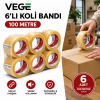 Vege Fil - Vege Aslan 6’lı Koli Bandı 100 Metre Şeffaf Güçlü Yapışkan Paketleme Bandı