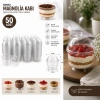 50 Adet Kapaklı Tatlı Kabı Magnolia Kasesi Şeffaf Plastik 200 cc Magnolya Kase