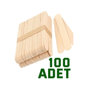 100 Adet Ahşap Büyük Geniş Dil Çubuğu Dondurma Dil Basma Ağda Çubuğu